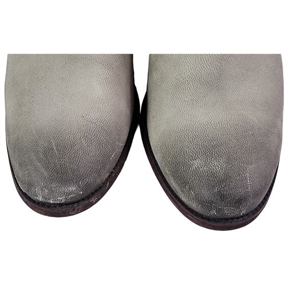 Halogen Gray Distressed Leather Studded Ankle Booties 10M Western Rustic Cabin - Picture 4 of 7